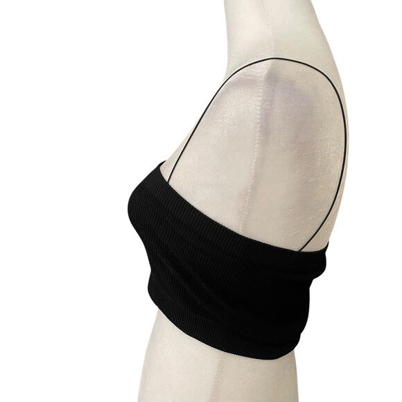 Out from Under Medium Ribbed Bandeau Top Cropped Black Thin Straps Tank - Picture 8 of 8
